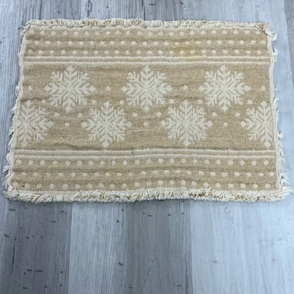Set Of Six Cream Gold Snowflake Table Decor Holiday Winter Placemats